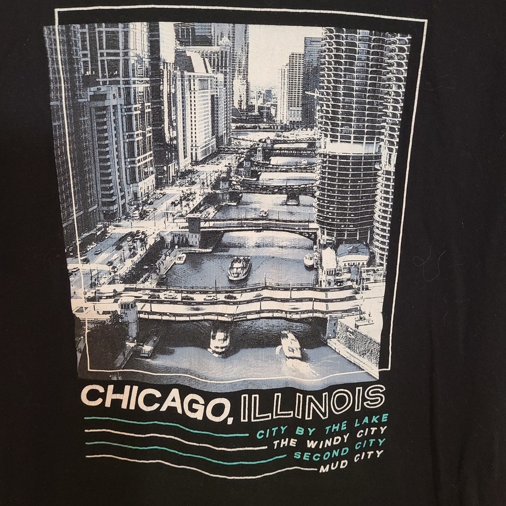 Aeropostale Chicago Illinois Graphic T Shirt Black Windy City Tee Mens XL
